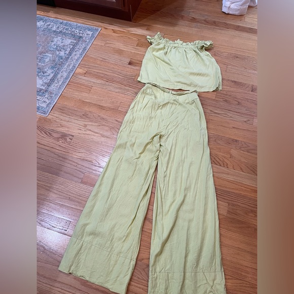 NEW Free People Everything 2 piece set Wide Leg Pant Off Shoulder Top - Picture 14 of 16